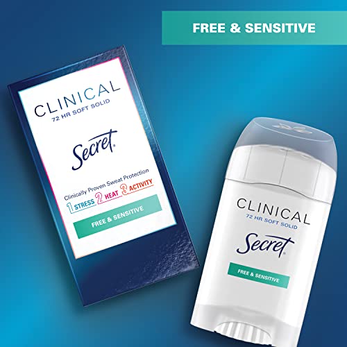 Secret Clinical Strength Antiperspirant and Deodorant for Women, Stress Response, 3X Stress Sweat Protection, PH Balancing Minerals, Invisible Solid, 2.6 oz