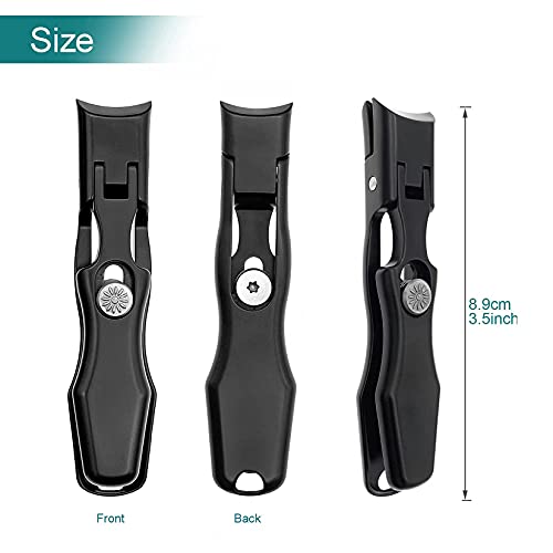 VOGARB Nail Clippers for Thick Nails Large Wide Jaw Opening Cutter with Safety Lock Heavy Duty for Toenail Fingernail No Splash Trimmer with Big Catcher for Men Women Adult Seniors (Black)