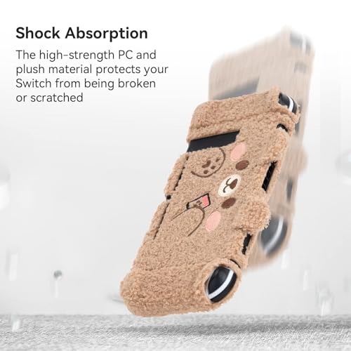 GeekShare Cute Plush Protective Case Cover Compatible with Switch - Shock-Absorption and Anti-Scratch - Plush Bear (for Switch 2017)