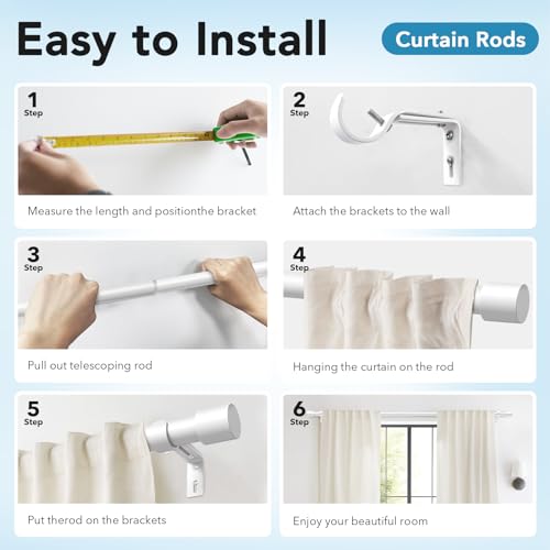 IFELS Heavy Duty Curtain Rods for Windows 28 to 48 Inch, 1 Inch Bronze Curtain Rods for Outdoor, Farmhouse, Bedroom, Kitchen, Living Room, Adjustable Easy Install Curtain Rods (A2,Bronze,30"-60")