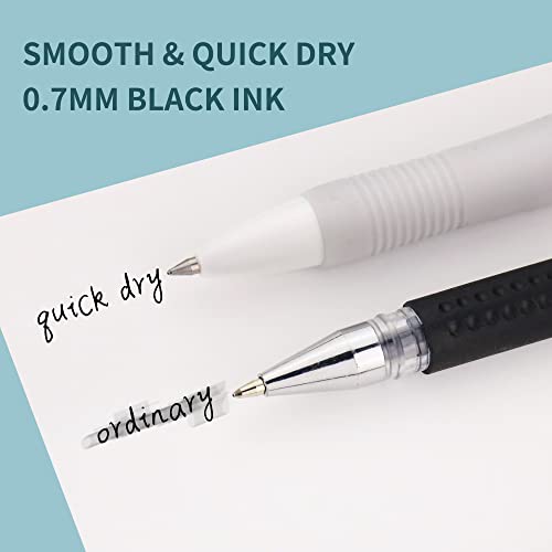 deegtran 50 Pack White Barrels Retractable Black Ink Fine Point Smooth Writing No Smear Gel Pens, 0.7MM