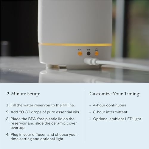 Vitruvi Stone Diffuser, Ceramic Ultrasonic Essential Oil Diffuser for Aromatherapy | Ceramic Diffuser, Diffusers for Home, Oil Diffuser, Room Decor | Black, 90ml Capacity