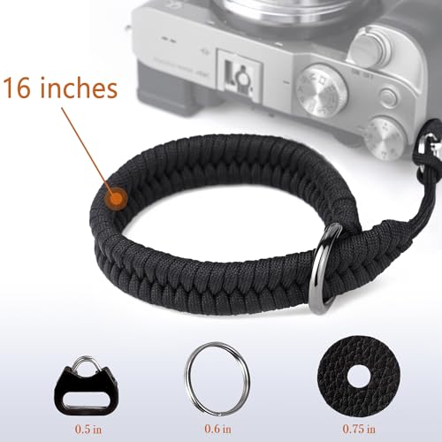 AQAREA Camera Wrist Strap for DSLR Mirrorless Camera, Quick Release Camera Hand Strap with Safer Connector(Black)