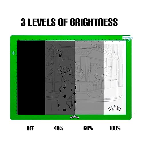 Miraculous Ladybug Portable LED A4 Light Pad Drawing Kit with Neoprene Case - Ultra-Thin USB Tracing Pad, Adjustable Light Box & 5 Coloring Pages - Art, Sketching, Tracing Tool (Cat Noir)