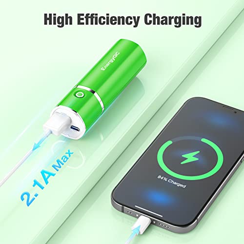EnergyQC Slim 2 Portable Charger,Ultra-Compact 5000mAh Power Bank External Battery Compatible with iPhone,Samsung Galaxy,Airpods and More-Black