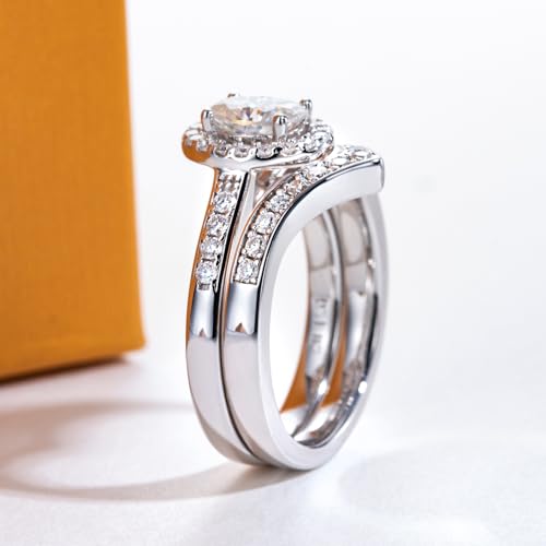AimiIee Moissanite Wedding Rings Set Oval Cut Bridal Set 1.525CTTW D Color VVS1 Clarity 925 Sterling Silver Engagement Promise Rings for Women with Certificate 5
