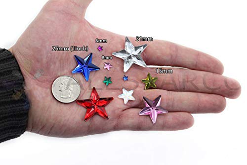 Allstarco Star Rhinestones Embelishments 15mm Flat Back Acrylic Plastic Gems for Jewelry, Crafts, Costumes, Invitations, Cosplay - 35 Pieces (Green Peridot .PD2)