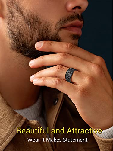 Eye of Horus Ring Egyptian Jewelry Cool Black Ankh Rings for Men Trendy Size 7