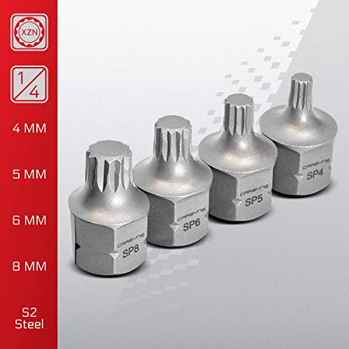 CARBYNE 8-Piece XZN Triple Square Super Short Low Profile Bit Socket Set - 12 Point | 4mm to 16mm, Dual-Drive: Internal Square Drive & External Hex Drive • From a Family-Run Tool Company in the U.S.