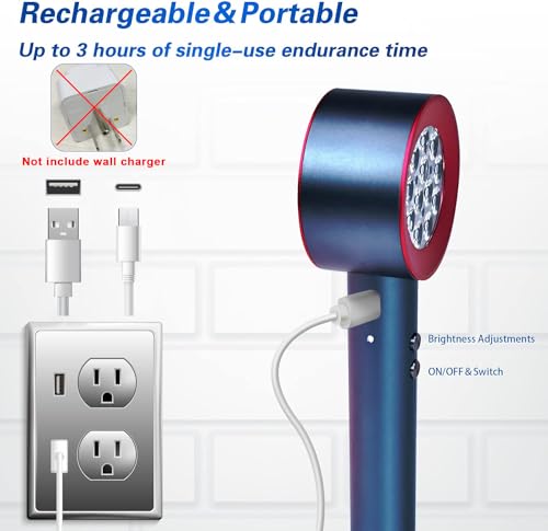 UTK High Power 24 LED Red Light Therapy Device with 470/660/850/940nm Wavelength, Blue Red&Near-Infrared Handheld Light Therapy for Face, Relieve Body Pain Deeply, Facial Skin Care