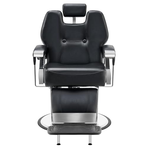 BarberPub Heavy Duty Recline Barber Chair All Purpose Hydraulic Salon Chair for Hair Stylist Spa Beauty Shampoo Equipment 8706 (Black)