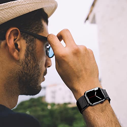 ABELTA Band Compatible with Apple Watch 41mm 40mm 38mm, Braided Nylon Band with Velcro Design, Sports Trail Women Men strap for iWatch Apple Watch Series 9 8 7 6 5 4 3 2 1 SE (Black)