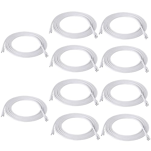 GOCuces T5 T8 Extension Cords,10ft Lamp Connecting Wires,3-Prong Power Cables,Female to Female End Connectors for LED Tube,Under Cabinet,Shop Lights,Pack of 10