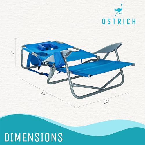 Ostrich Deluxe On Your Back Backpack Beach Chair with Face Hole - Portable Lounge Chair - Heavy Duty Tanning Chair - Face Down Reading (White)