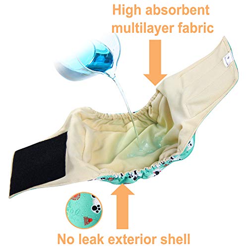 Langsprit Male Belly Bands for Dogs (Pack of 3) - High Absorbing Dog Wraps Male Washable - Reusable Male Dog Diapers (Sloth,Whale,Dinosaur, XX-Large)