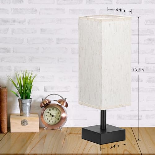 aooshine Navy Blue Small Table Lamp - Bedside Lamp for Bedroom, Minimalist Nightstand Lamp with Silver Base, Desk Lamp for Kids Room Dorm