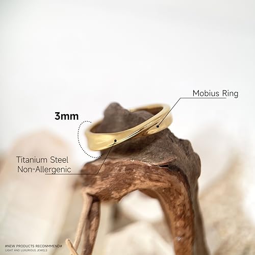 munone 3mm Twisted Pinky Promise Ring for Women Men,18k Gold Plated Titanium Cute Band Ring