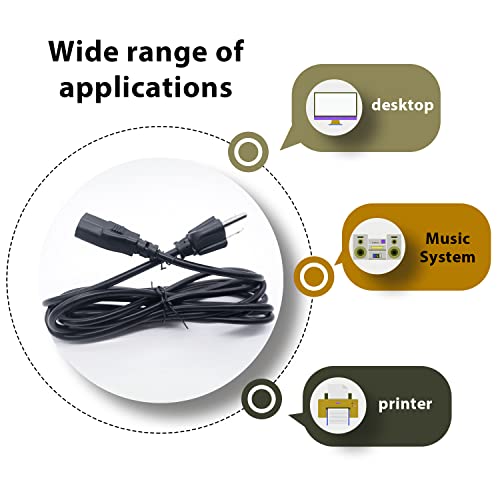 mankk 6Ft Universal AC Power Cord 10A 250V 16AWG 3 Prong Replacement Cable for Computer TV Monitor PC Laptop Printer M-I-039-1.8M