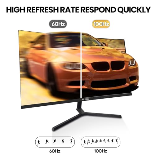 CRUA 24 Inch 144hz/180hz Curved Gaming Monitor, FHD 1080P Frameless Computer Monitors, Support AMD freesync Low Motion Blur, Eye Care, DP, HDMI, Compatible Wall Mountable Installs-Black