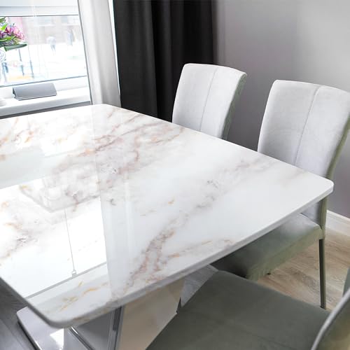 rabbitgoo Glossy Marble Contact Paper Peel and Stick Wallpaper 11.8" x 78.7" Countertop Furniture Waterpoof Self Adhesive Removable Cover for Kitchen Bathroom Cabinet Drawer Shelf Liner Vinyl Roll