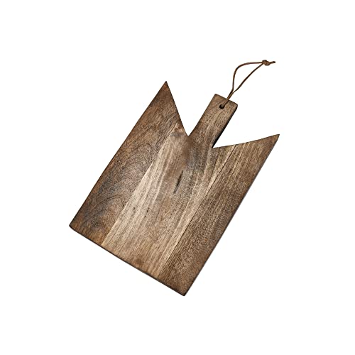 Main + Mesa Geometric Wood Cutting Board with Leather Tie Medium Natural
