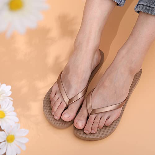 shevalues Slim Flip Flops for Women Beach Rubber Shower Shoes Basic Thong Sandals, Black,37, (Size 6.5-7)
