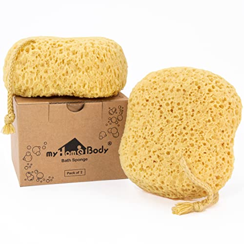 myHomeBody Bath Sponge, Foam Loofah Sponge, Body Sponge for Shower – Large Size, Lots of Lather, Curvy, 2 Pack