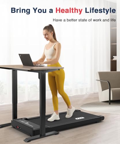 Redliro Walking Pad Treadmill Under Desk, Portable Mini Treadmill with Remote Control, 265lbs Max Weight, Installation-Free Jogging Machine for Home/Office