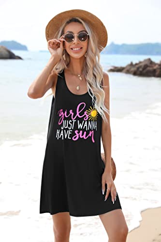 JiniGolla Women's Swimsuit Coverups Summer Beach Cover Up Dress Lightweight Bikini Cover Up American Flag S