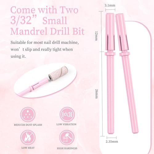 100pcs Small Sanding Bands for Nail Drills with 2pcs 3.1MM Mandrel Nail Drill Bits, Upgrade 150# 240# Grit Nail File Sanding Bands for Acrylic Nails Tech Gel Manicures and Pedicure