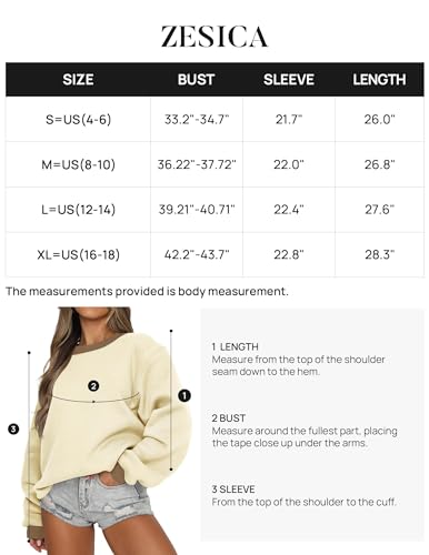 ZESICA 2024 Sweatshirt for Women Casual Long Sleeve Crewneck Oversized Pullover Jumper Tunic Tops,Purple,Small