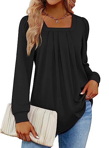 Funlingo Women 2024 Fashion Long Sleeve Shirts Soft Winter Clothes Loose Trendy Ladies Tops and Blouses Light Purple S