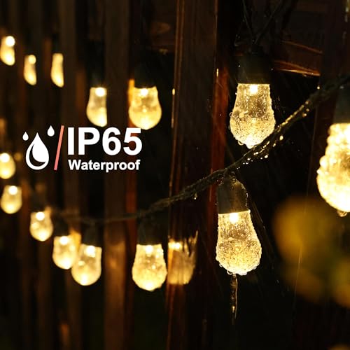 Flacchi Halloween Solar String Lights Outdoor Waterproof - 49.5 Feet Crystal Globe Patio Lights with 8 Lighting Modes for Halloween Garden Yard Porch Party Decor(Orange & Purple)