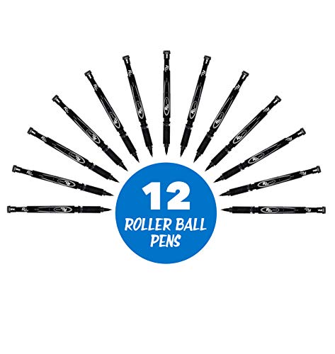 Inc. R2 Rollerball Pens - 0.7 mm Medium-Point Pen Set With Comfort Grip for School, Office, Writing, and Journaling, 12 Pack, Black Ink