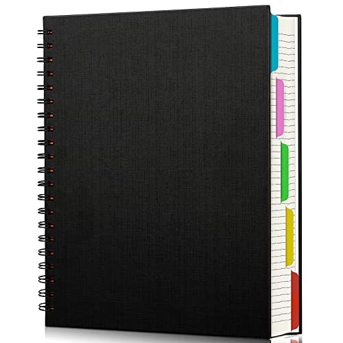 EUSOAR 5 Subject Notebook College Ruled, 1 Pack A4 11" x 8-1/2", 100GSM Line Paper,120 Sheets/ 240 Pages, Thick Hardcover Large Journal Notebooks with Dividers for School Office Note Taking Travel