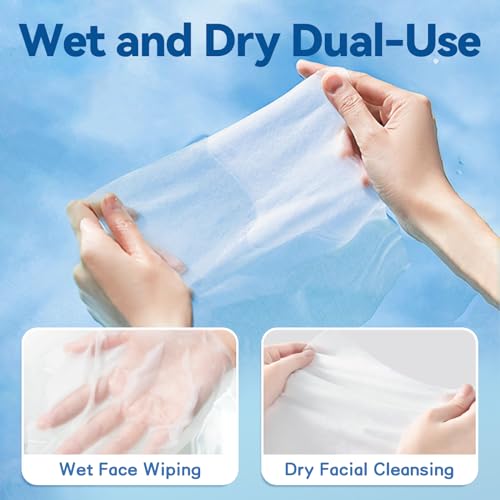 Winner Disposable Face Towels Upgraded | 100% USA Cotton Face Towelettes | Super Soft & Thick Face Cloths for Sensitive Skin | Makeup Remover Dry Wipes | 240 Count, 3 Pack