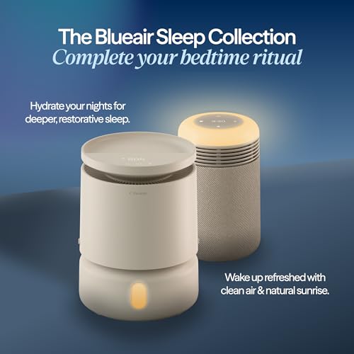 BLUEAIR Purifier for Bedroom - Mini Restful - Sunrise Clock with HEPASilent Filtration and Wake Up Light - Cleans Air and Supports Circadian Rhythm - USB-C and App Connectivity, Beige