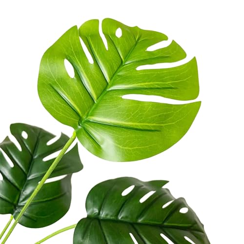Rozwkeo Artificial Plant in Pot Fake Tree Trunks Leaves Faux Potted for Indoor Outdoor Modern Decoration Home Office Living Room Bedroom Balcony Housewarming Gift (40cm Small Monstera Palm)
