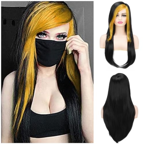 Black and Green Wig for Women Long Curly Wavy Wig Ombre Dark Green Wigs Middle Part Natural Looking Wig for Daily Party Use