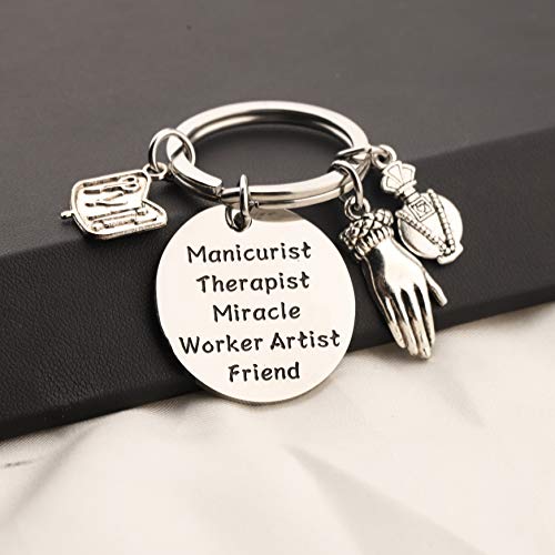 BEKECH Manicurist Gift Nail Tech Gift Manicurist Therapist Miracle Worker Artist Friend Keychain