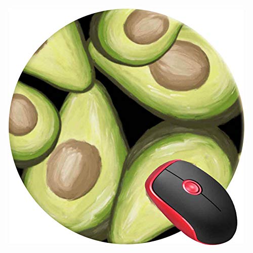 Mouse Pad Round Gaming Mouse Mat Avocado Guacamole Food Green Fruit Diet, Non-Slip Rubber Base Mousepad Cute Mousemat for Laptop Computer PC Office Home