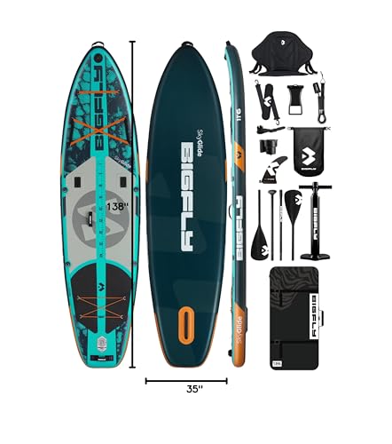 Bigfly 11'6×35" Super Wide Inflatable Stand Up Paddle Board, Ultra Stable Wide SUP for 2+1 People/Family/Big Size, Kayak Seat & Kayak Floating Paddle 4pcs