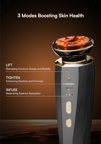 INIA Microcurrent Facial Device, 3-in-1 Facial Massager Red Light Therapy Beauty Device for Face and Neck Skin Rejuvenation Lifting, Tightening, Infusing, Effective Wrinkle and Puffiness Reduction