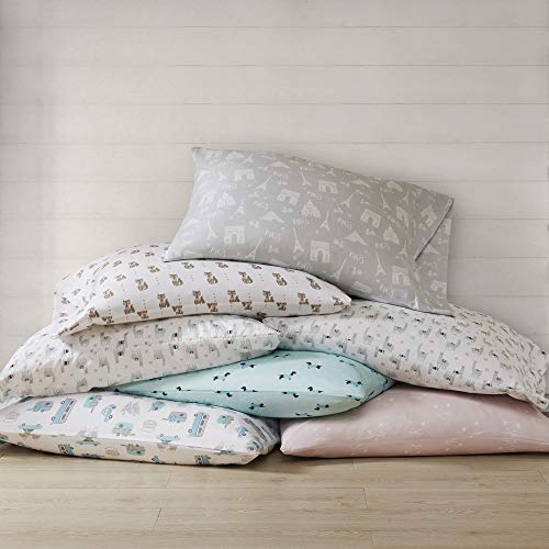 Intelligent Design Microfiber Cozy Bed Sheet Set, Modern All Season Bedding & Pillowcases, Premium 14" Elastic Pocket Fits up to 16" Mattress, Twin Aqua Dogs 3 Piece