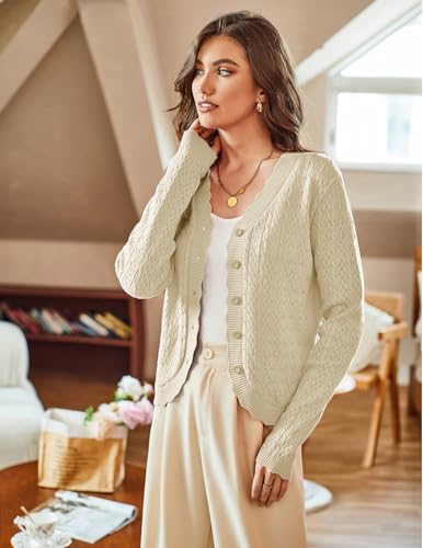 Purple Cardigan Sweater for Women Long Sleeve Button Down Sweater Lightweight Open Front Cardigan Shrug(Purple,M)