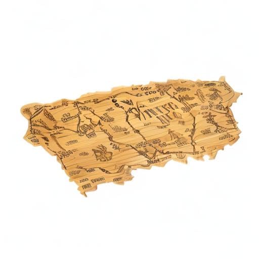Totally Bamboo Destination Puerto Rico Cutting Board, Charcuterie & Serving Board | Laser Engraved Bamboo Map with Hang Tie for Wall Art | Puerto Rican Kitchen Gift & Decor