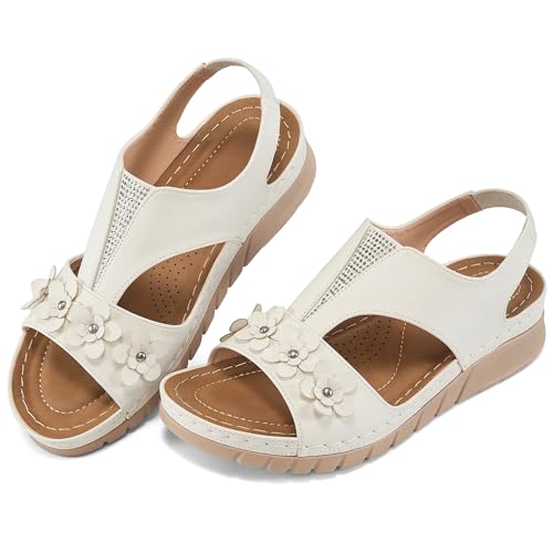 HARENCE Wedge Sandals for Women Dressy: Comfortable Walking Platform Sandals Casual Summer Open Toe Beach Shoes