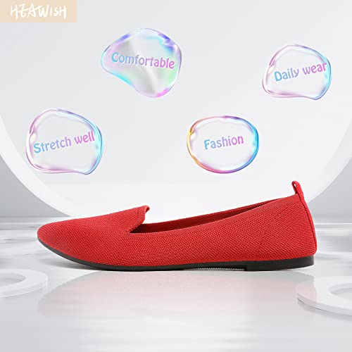 HEAWISH Women’s Flats Shoes Pointed Toe Ballet Flats Dressy Comfortable(Chili red, US6)