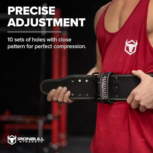 Iron Bull Strength Powerlifting Belt - 10mm Double Prong - 4-inch Wide - Heavy Duty for Extreme Weight Lifting Belt (All Black, Small)