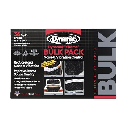 Dynamat Xtreme Sound Deadening Car Insulation Bulk Pack – Noise Dampening Kit for Floor, Doors, Panels, Hood, Engine or Trunk – Easy Self Adhesive Install – 9 Sheets 18”x32” Each, 36 sq ft total